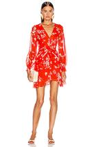 Nicholas Floral Pintuck Long Sleeve Mini Dress In Floral,red