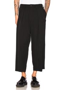 Yohji Yamamoto Tuck Waist Elastic Trousers In Black