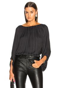 Smythe Balloon Sleeve Top In Black,blue,stripes