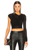 Ann Demeulemeester Sheer One Shoulder Cropped Top In Black