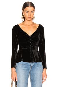 Veronica Beard Velvet Gage Top In Black