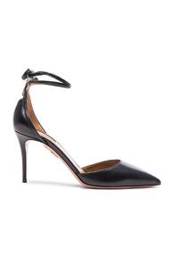 Aquazzura Leather Heart Breaker Heels In Black
