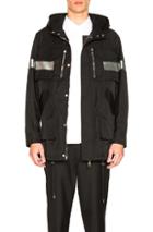 Neil Barrett Single Stripe Hooded Anorak In Black,metallics