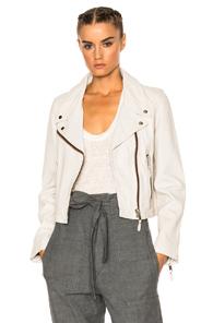 Isabel Marant Etoile Aken Washed Leather Jacket In White,gray