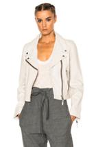 Isabel Marant Etoile Aken Washed Leather Jacket In White,gray