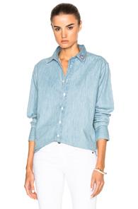 Rag & Bone/jean Embroidered Boyfriend Top In Blue