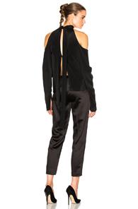 Juan Carlos Obando Sofia Silk Crepe Tie Neck Blouse In Black
