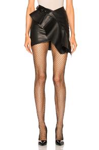Saint Laurent Asymmetrical Leather Mini Skirt In Black