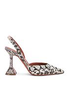Amina Muaddi Holli Sling Back Heel In Black,white,animal Print