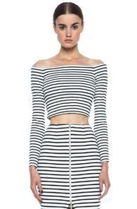 Nicholas Stripe Crop Top In White,stripes