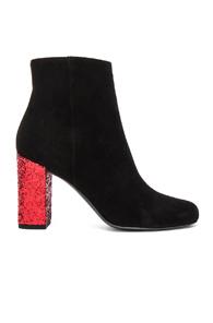 Saint Laurent Babies Suede & Glitter Boots In Black