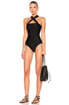 Adriana Degreas Solid Criss Cross Straps Swimsuit In Black
