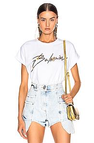 Balmain Logo Crew Neck T Shirt In White