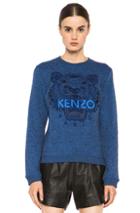Kenzo Embroidered Tiger Marl Sweatshirt In Blue
