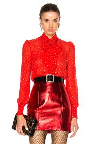 Saint Laurent Glitter Blouse In Red