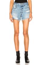 Moussy Hand Repaired Denim Shorts In Blue