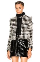 Msgm Tweed Jacket In Black,white,checkered & Plaid