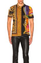 Versace Polo In Abstract,animal Print,black,orange