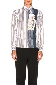 Maison Margiela Vintage Poly Shirt In Abstract,blue,stripes,white