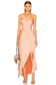 Jonathan Simkhai Stripe Twist Ruffle Dress In Red,white,stripes