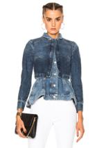 Alexander Mcqueen Peplum Denim Jacket In Blue