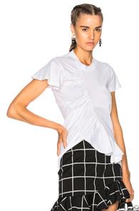 Marques ' Almeida Jersey Skewed Gathered Front T-shirt In White
