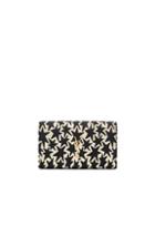 Saint Laurent Lurex Monogram Chain Wallet In Black,metallics,geometric Print