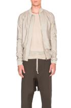 Rick Owens Raglan Leather Bomber In Neutrals