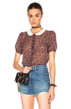 Saint Laurent Georgette Prairie Schoolgirl Blouse In Red,floral