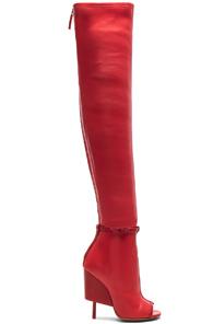 Givenchy Thigh High Open Toe Leather Boots In Red
