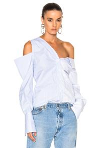 Monse Striped Cotton Shirt In Blue,stripes,white
