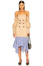 Jonathan Simkhai Tailored Off The Shoulder Corset Dress In Blue,stripes,neutrals