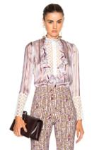 Giambattista Valli Stripe Ruffle Blouse In Purple,stripes