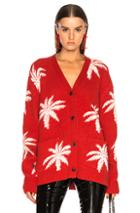 Amiri Palm Cardigan Sweater In Red,floral