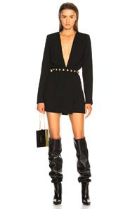 Saint Laurent Plunging Mini Dress In Black