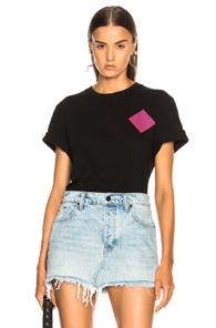 Proenza Schouler Pswl Diamond Crest Tee In Black,geometric Print,pink