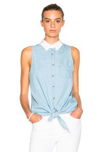 Equipment Mina Tie Front Top In Blue
