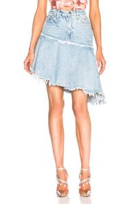 Grlfrnd Monica Asymmetrical Ruffle Skirt In Blue