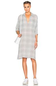 James Perse Plaid Oversize Shirt Dress In Gray,checkered & Plaid