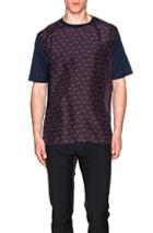 Lanvin Chevron Front Crew Neck Tee In Purple,abstract,blue