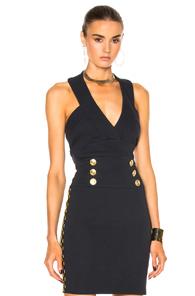 Pierre Balmain V-neck Crop Top In Blue