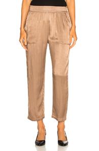 Raquel Allegra Pebble Satin Trapunto Pant In Brown