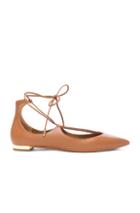 Aquazzura Leather Christy Flats In Brown