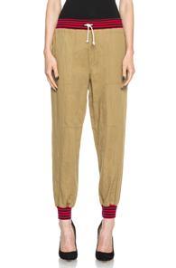 Band Of Outsiders Drawstring Cotton Pant In Brown