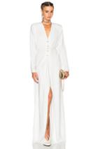 Lanvin V Neck Long Sleeve Gown In White