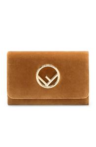 Fendi Velvet Wallet On Chain In Brown