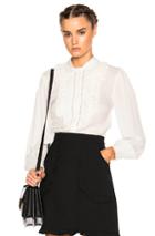 Red Valentino Collared Ruffle Top In White