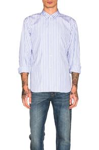 Comme Des Garcons Homme Plus Cotton Broad Stripe Shirt In Blue,stripes