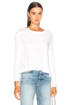 Enza Costa Cashmere Shoulder Lace Up Top In White