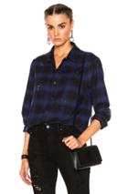 Amiri Crystal Plaid Flannel Top In Black,blue,checkered & Plaid